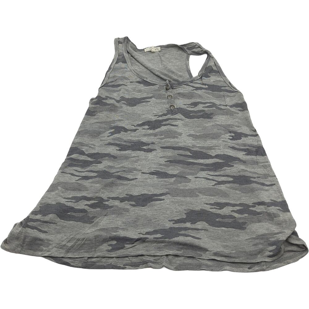 maurices L Gray Camo Henley Tank 95% Rayon 5% Spandex